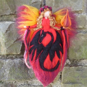 Dragon Fairy - Felted guardian angel/fairy - needle felted and waldorf inspried, wool fairy