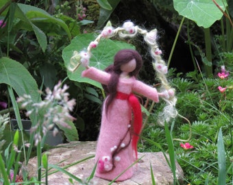 ANNA, cherry blossom fairy, wet and needle felted