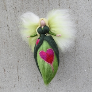 with LOVE Fairy, Waldorf inspried wool needle felted doll