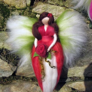 Needle Felted Wool fairy, Flower fairy, Waldorf inspired fairy doll, wool