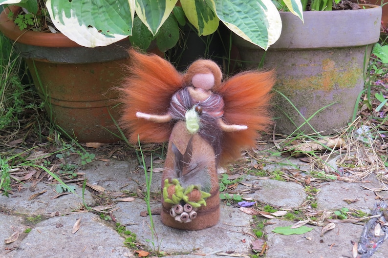 Waldorf inspried wool needle felted doll Hazelnut Fairy