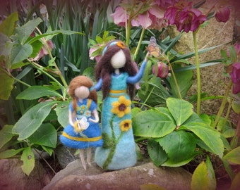 Sisters Laura and Fina, hand felted waldorf figure