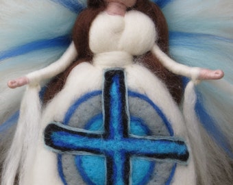 Baptism or Confirmation Angel, Christening, waldorf inspired, needle felted