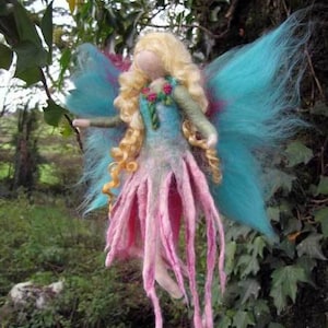 YAARI wet and needle felted wool fairy, waldorf