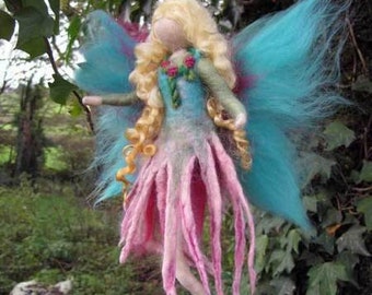 YAARI wet and needle felted wool fairy, waldorf