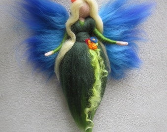 WEOMY flower fairy, waldorf inspired wool doll