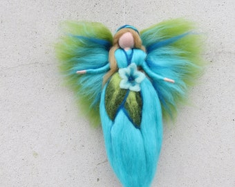 Flower Fairy, Waldorf inspried wool needle felted doll