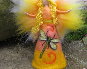 Dragonfly fairy felted from Wool, Waldorf, wool doll