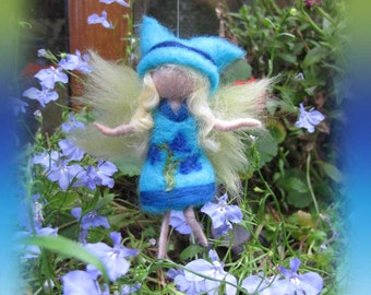 Lana - Needle Felted Wool  fairy girl , Flower fairy, Waldorf inspired fairy doll, wool