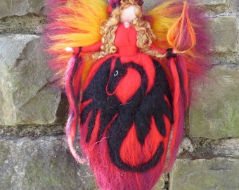 Dragon Fairy - Felted guardian angel/fairy - needle felted and waldorf inspried, wool fairy