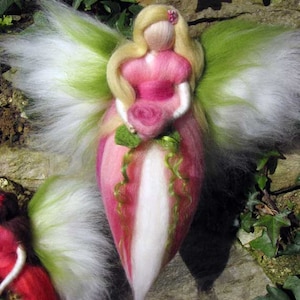 Needle Felted Wool fairy, Flower fairy, Waldorf inspired fairy doll, wool