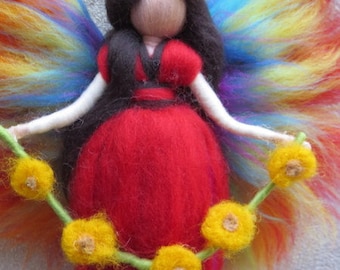 Avena Rainbow fairy, waldorf inspired, felted wool