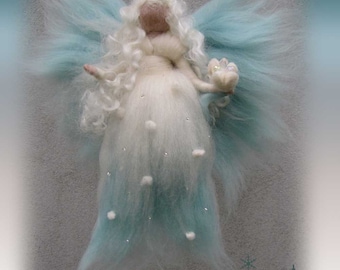 Gaeaf winter Fairy needle felted and waldorf inspried