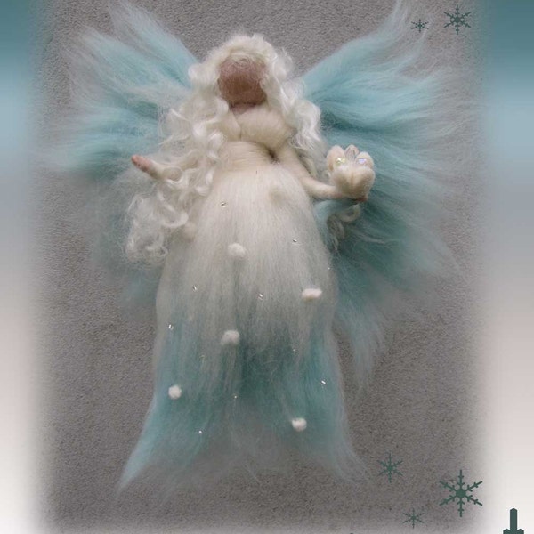 Gaeaf winter Fairy needle felted and waldorf inspried