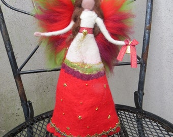 Needle felted and wet felted Christmas Angel (4 Size Options)  Waldorf, Tree topper