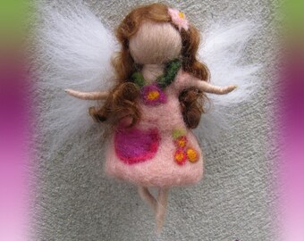 Ava - Needle Felted Wool  fairy girl , Flower fairy, Waldorf inspired fairy doll, wool