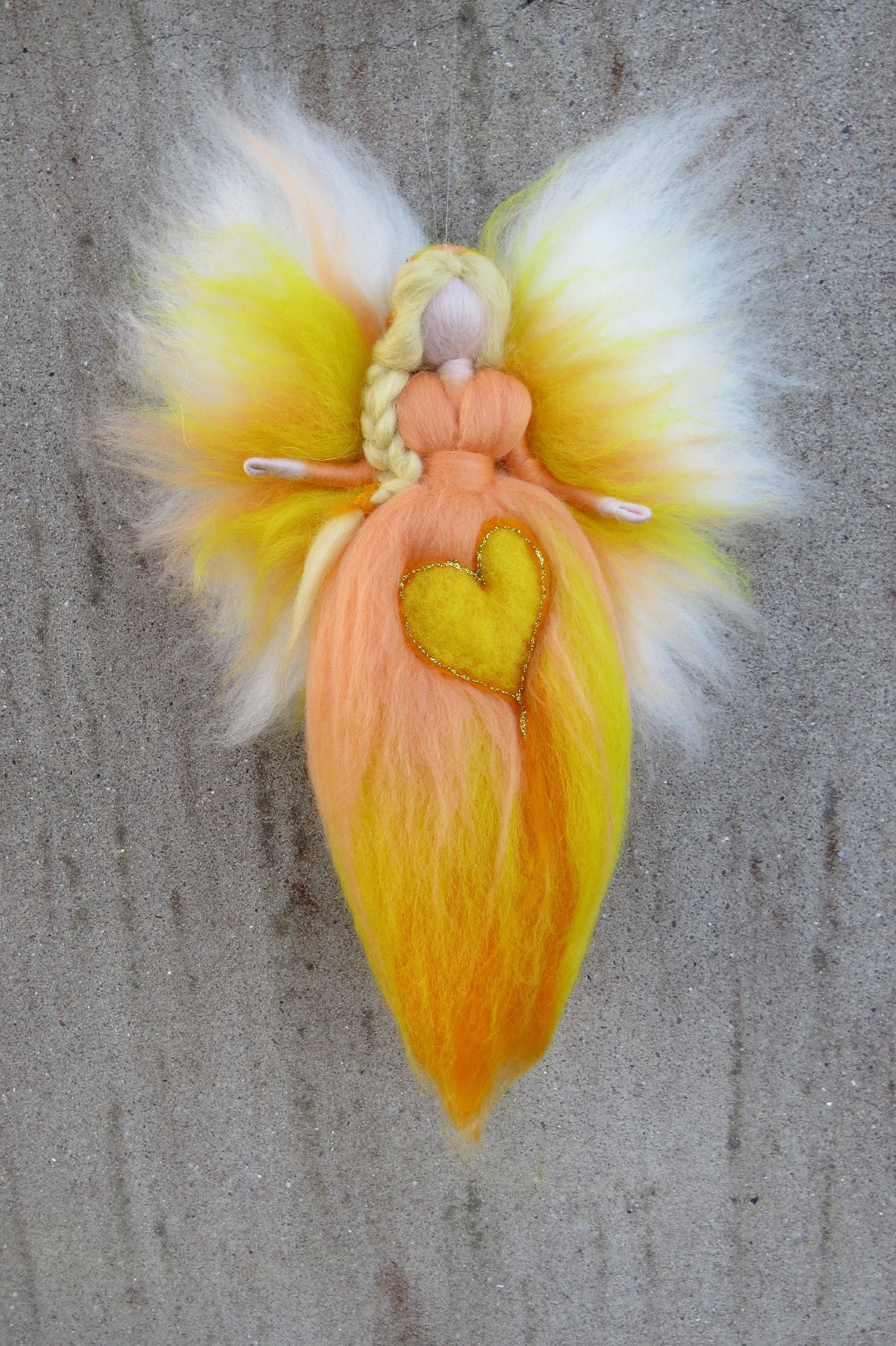 Felted Fairy "Stay safe - I think of you" guardian angel,  needle felted and waldorf inspried, wool doll, figure