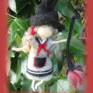 Fenja  the little witch  - Needle Felted Wool witch,  Waldorf inspired doll,
