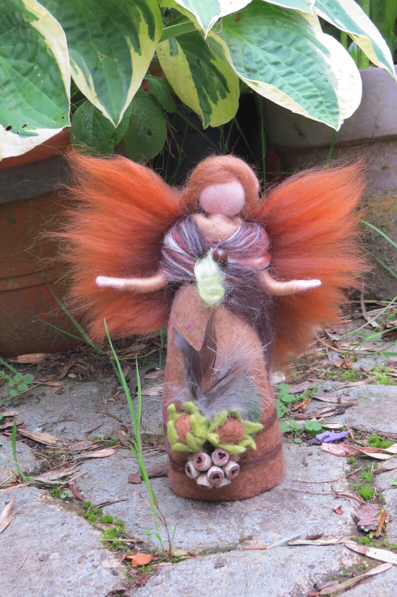 Waldorf inspried wool needle felted doll Hazelnut Fairy
