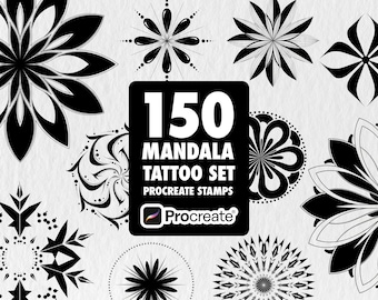 150 Mandala Tattoo Procreate Brushes, Dotwork Geometric Stamps (Digital Download)
