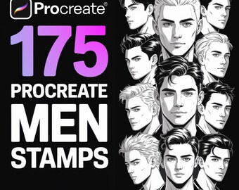 175 Procreate Men Stamps • Manga Portrait Brushes (Digital Download)