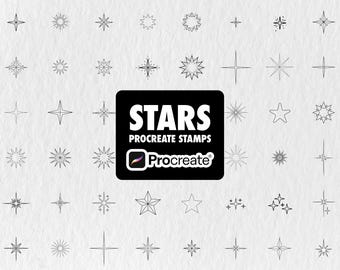 70 Star Procreate Brushes & Stamps, Celestial Sparkles, Doodle Stars, Hand Drawn Starburst Procreate Stamp Set (Digital Download)
