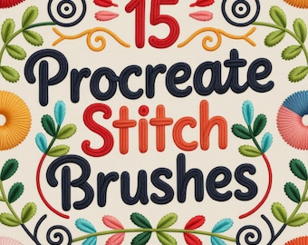 Procreate Stitch Brushes – Embroidery, Knitting, Sewing (Digital Download)