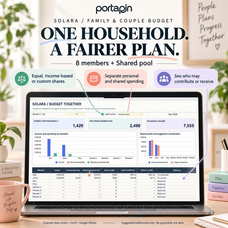 Family Annual Budget Spreadsheet Google Sheets Excel, Couple Budget ...