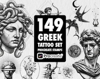 Greek Mythology Tattoo Stamps: Procreate Brush Set (Digital Download)