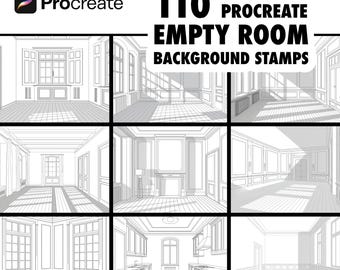 110 Procreate Room Stamps, Interior Design Architecture Brushes (Digital Download)