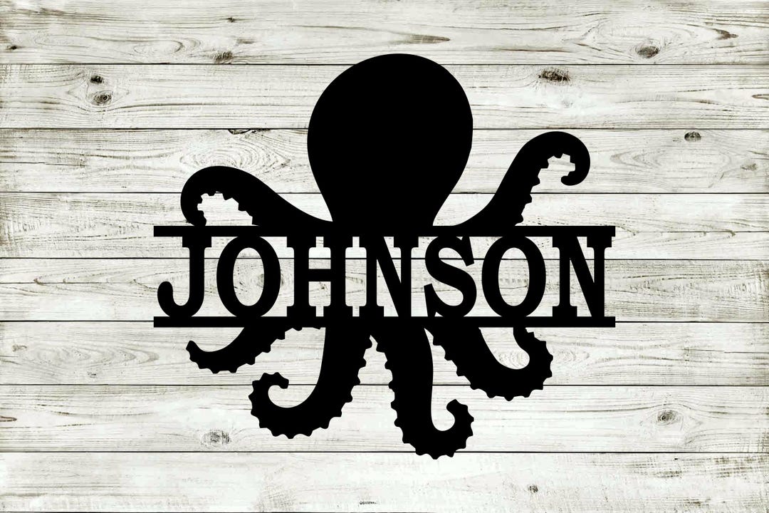Octopus Nautical Monogram Custom Metal Family Name Sign - Etsy