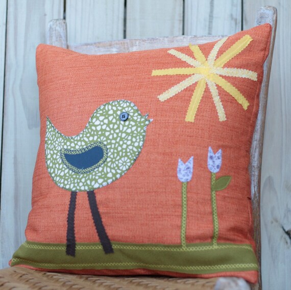 Items similar to Bird Pillow 18 x 18 Bird Pillow Cover on Etsy