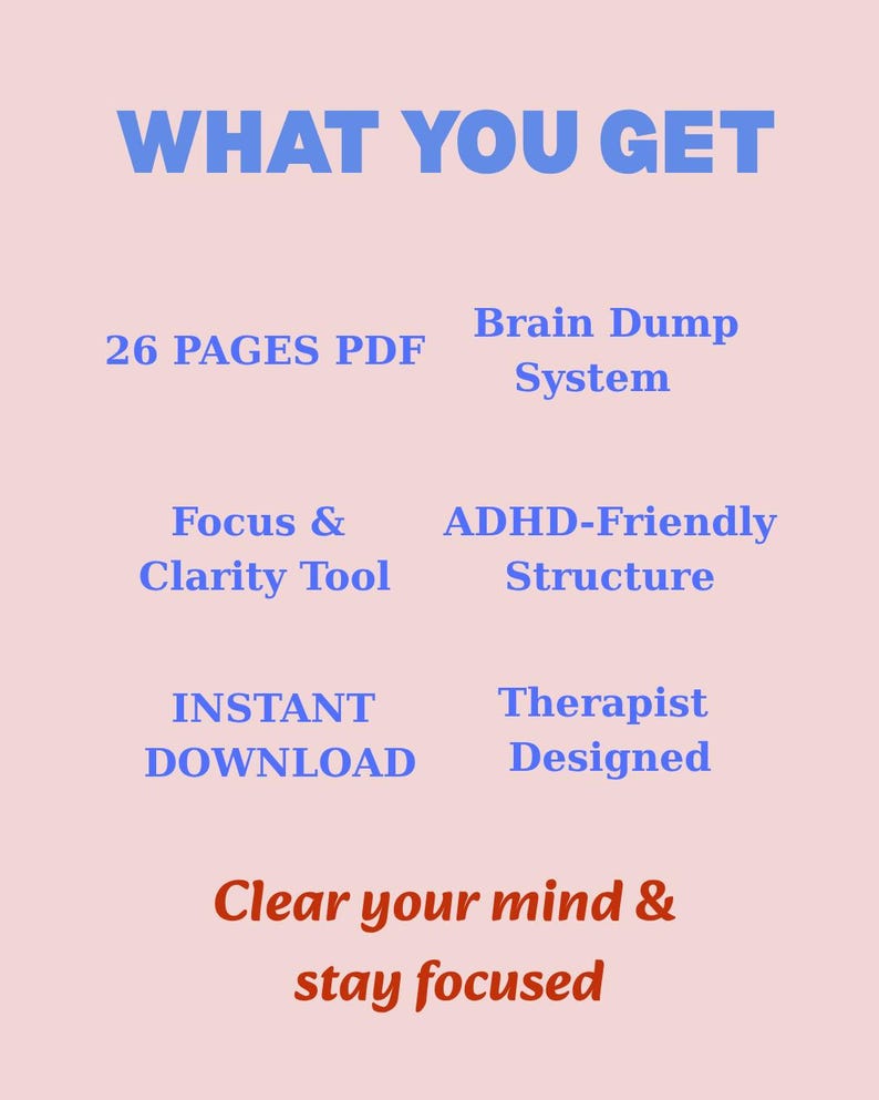 ADHD Brain Dump Printable, ADHD Focus Planner, Mental Clarity Worksheet ...