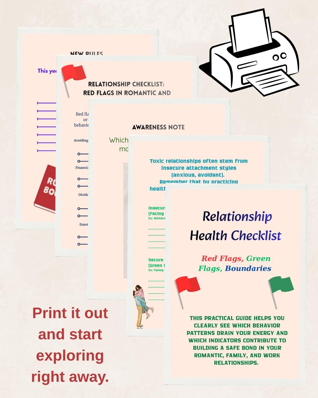 Relationship Red Flags Checklist, Healthy Vs Toxic Boundaries Guide ...