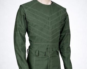 Fallout Inspired Green Vault Suit Costume | Tactical Jumpsuit with Chevron Stitching | Sci-Fi Cosplay Outfit | Handmade Premium Costume