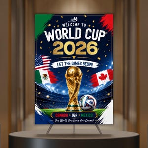 2026年ワールドカップサッカー誕生日パーティーウェルカムサイン｜サッカーテーマの編集可能なテンプレート｜サッカー観戦パーティーポスター｜デジタルダウンロード