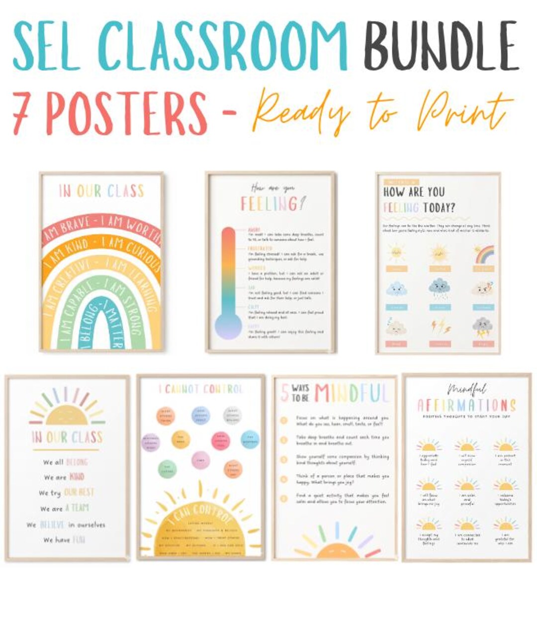 SEL Classroom Posters Bundle, Emotional Regulation, Feelings Chart ...