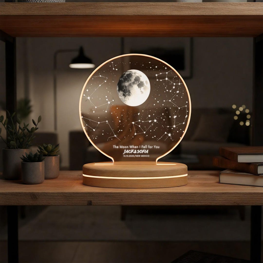 Personalized Moon Phase LED Lamp – Custom Moon Map Gift - Etsy
