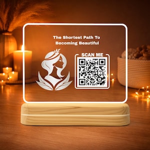 Aangepaste QR-code led-nachtlampje, acryl Scan Me-lamp, bureaudecor bedrijfslogo, gepersonaliseerd QR-display, cadeau schoonheidssalon