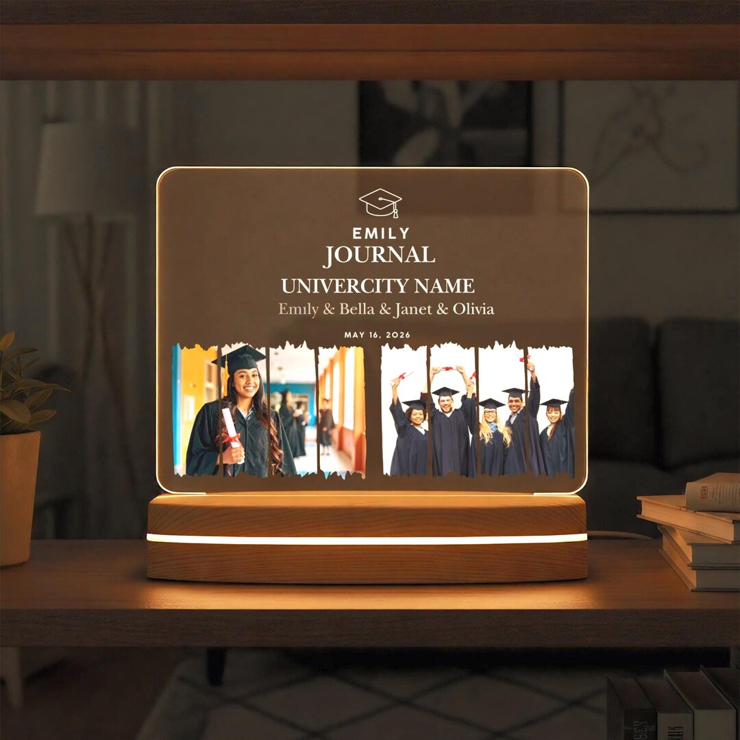 Graduation Led Version Personalized Graduation LED Lamp, Photo Gift, Custom Acrylic Plaque ...