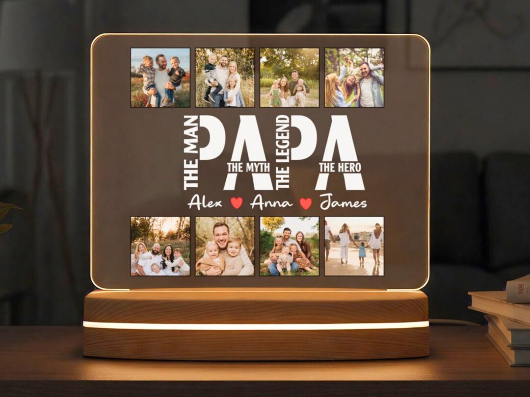 Personalized Dad Photo LED Lamp – Custom Family Picture Night Light ...