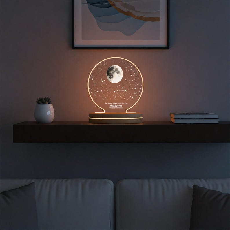 Personalized Moon Phase LED Lamp – Custom Moon Map Gift - Etsy