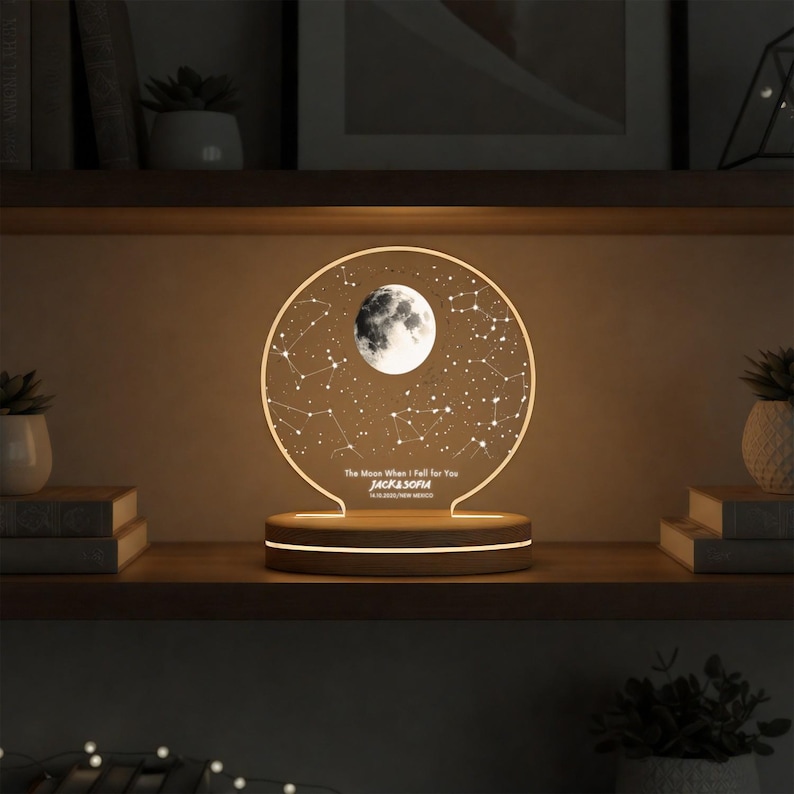 Personalized Moon Phase LED Lamp – Custom Moon Map Gift - Etsy