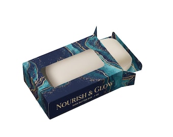 Lyxiga tvålaskar i art déco-stil i blågrönt och guld - Anpassade förpackningar för småföretag