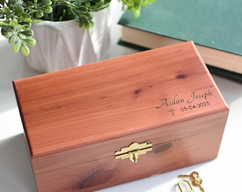 First Communion Keepsake Box, Personalized, Cedar Wood with Lock & Key, Perfect 1st Communion Gift for Girl or Boy, Personalized Box