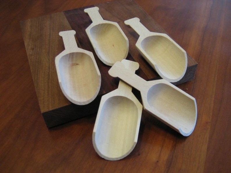 Mini Wooden Scoops set of 12 Bath Salt Scoops Spice Scoops image 2