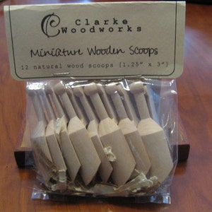 Mini Wooden Scoops set of 12 Bath Salt Scoops Spice Scoops image 1