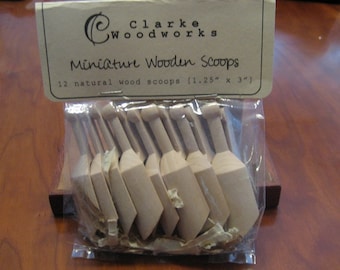 Mini Wooden Scoops set of 12 Bath Salt Scoops Spice Scoops