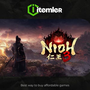 May include: A promotional image for the video game Nioh 3, featuring a warrior with a sword and a fiery dragon. The game's title is prominently displayed with Japanese characters. The Itemler logo is at the top.