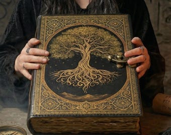 Diario de cuero vintage con diseño del árbol de la vida, cuaderno de cuero, cuaderno de viaje, grimorio, cuaderno de bocetos, el mejor regalo para mujeres, libro de las sombras